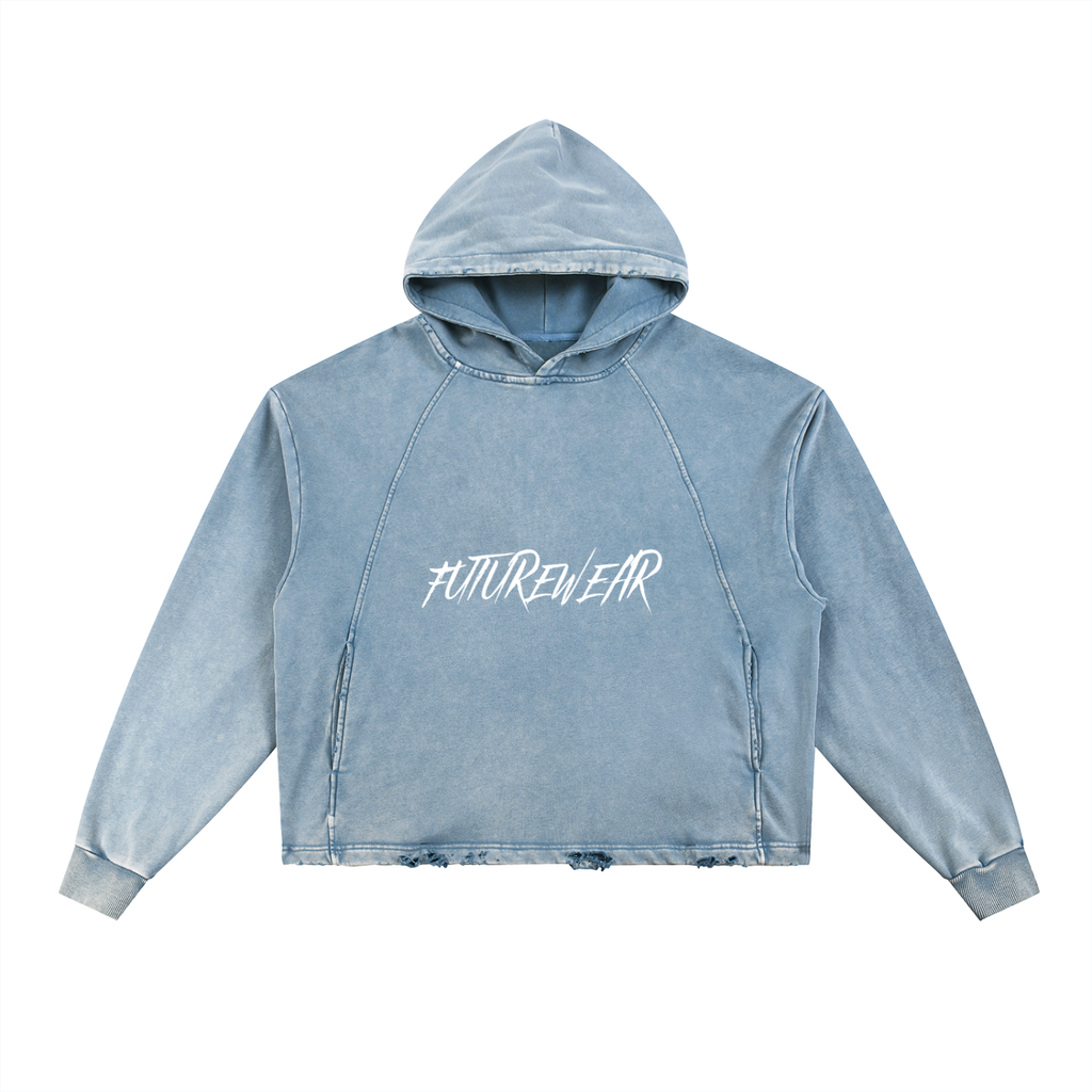 Vintage Washed Frayed-Hem Hoodie