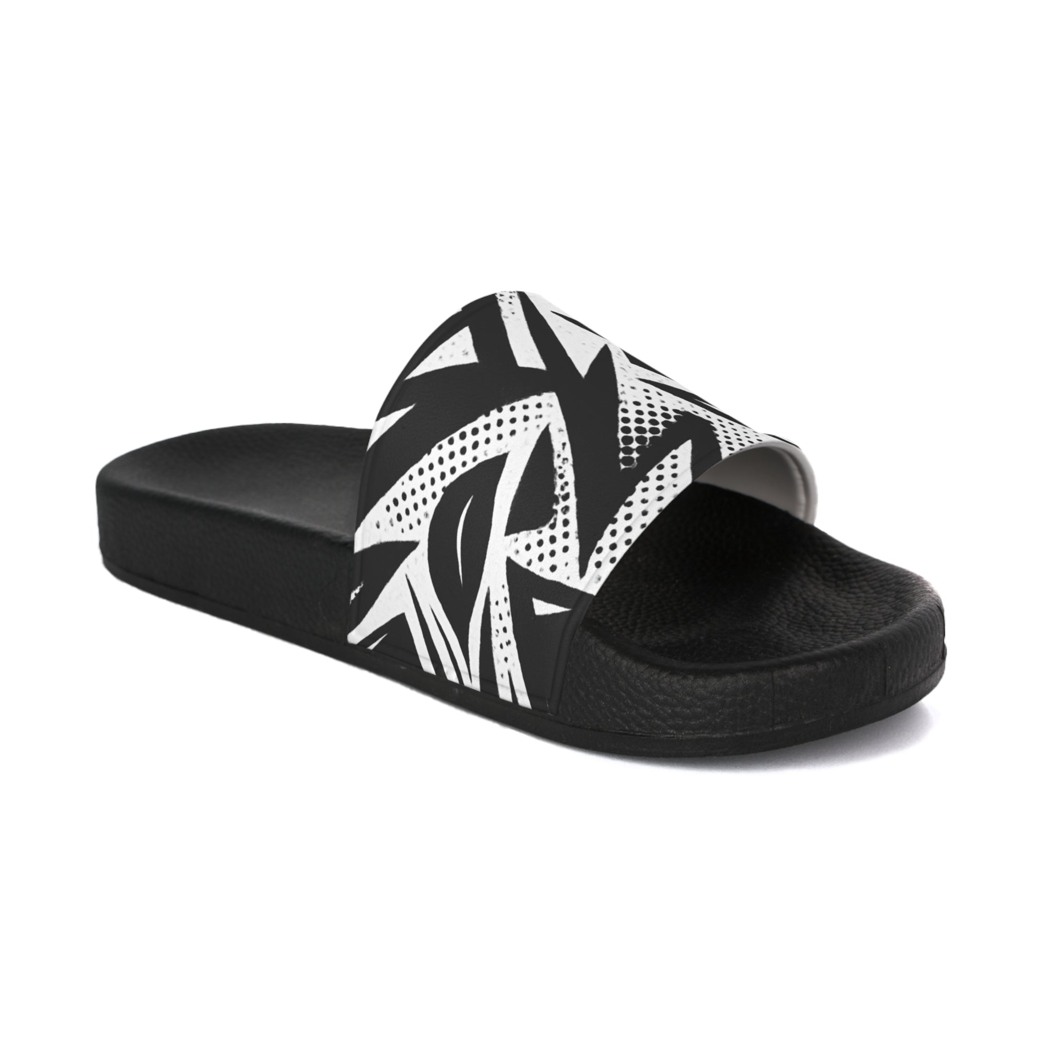 Black & White Abstract Slide Sandals — Men's Graphic Slides
