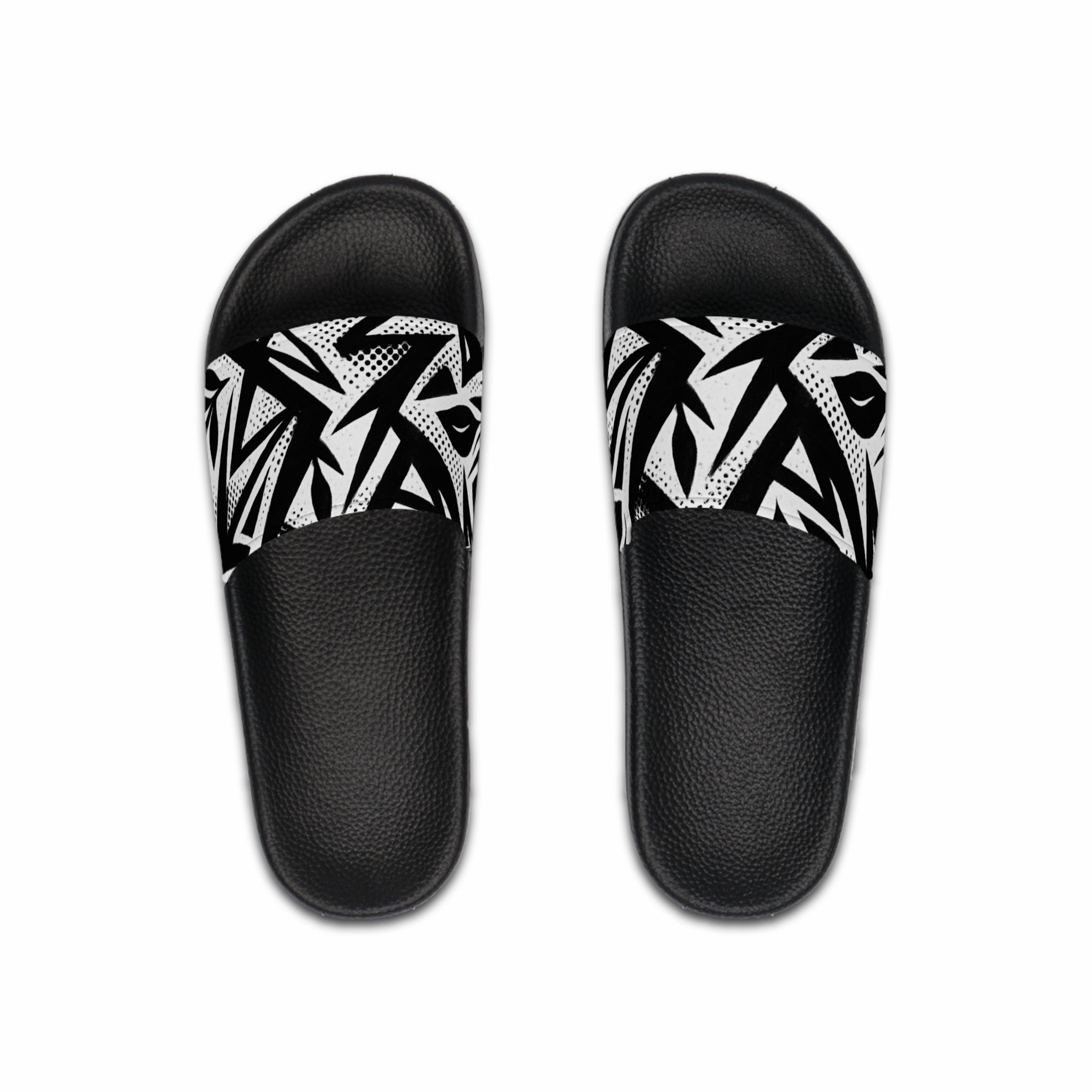 Black & White Abstract Slide Sandals — Men's Graphic Slides