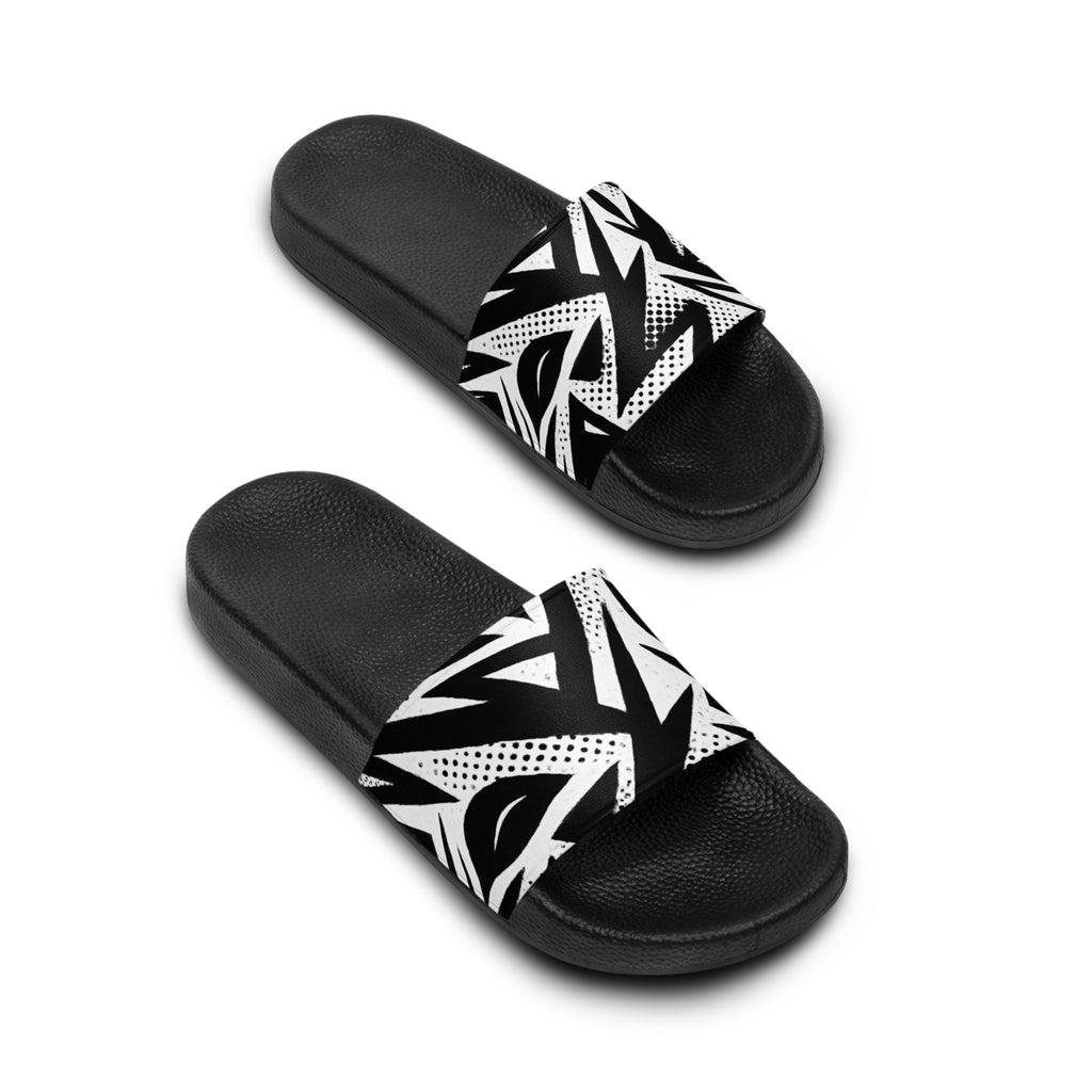 Black & White Abstract Slide Sandals — Men's Graphic Slides