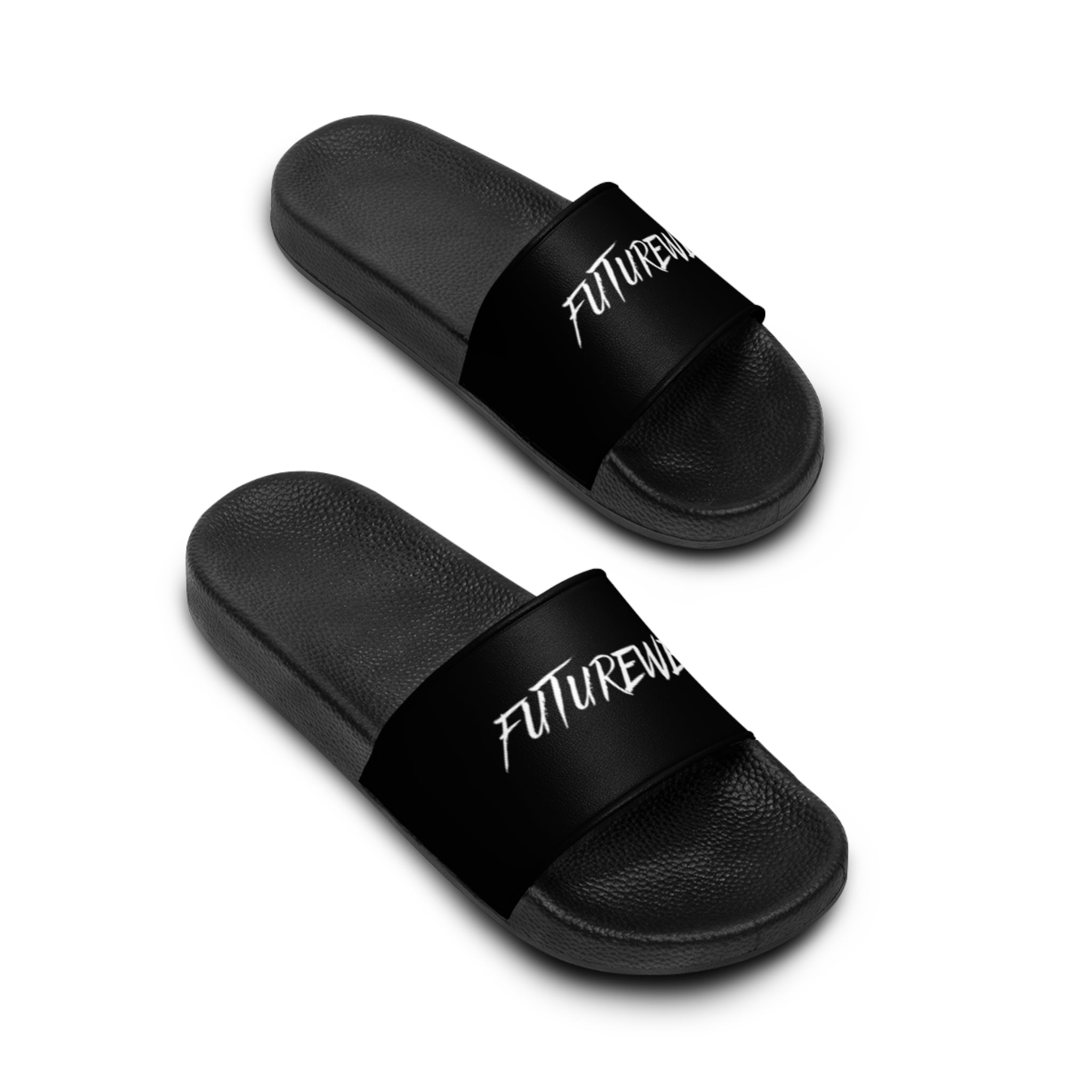 Slide Sandals - Black 'Futurewear' Script Slides for Men