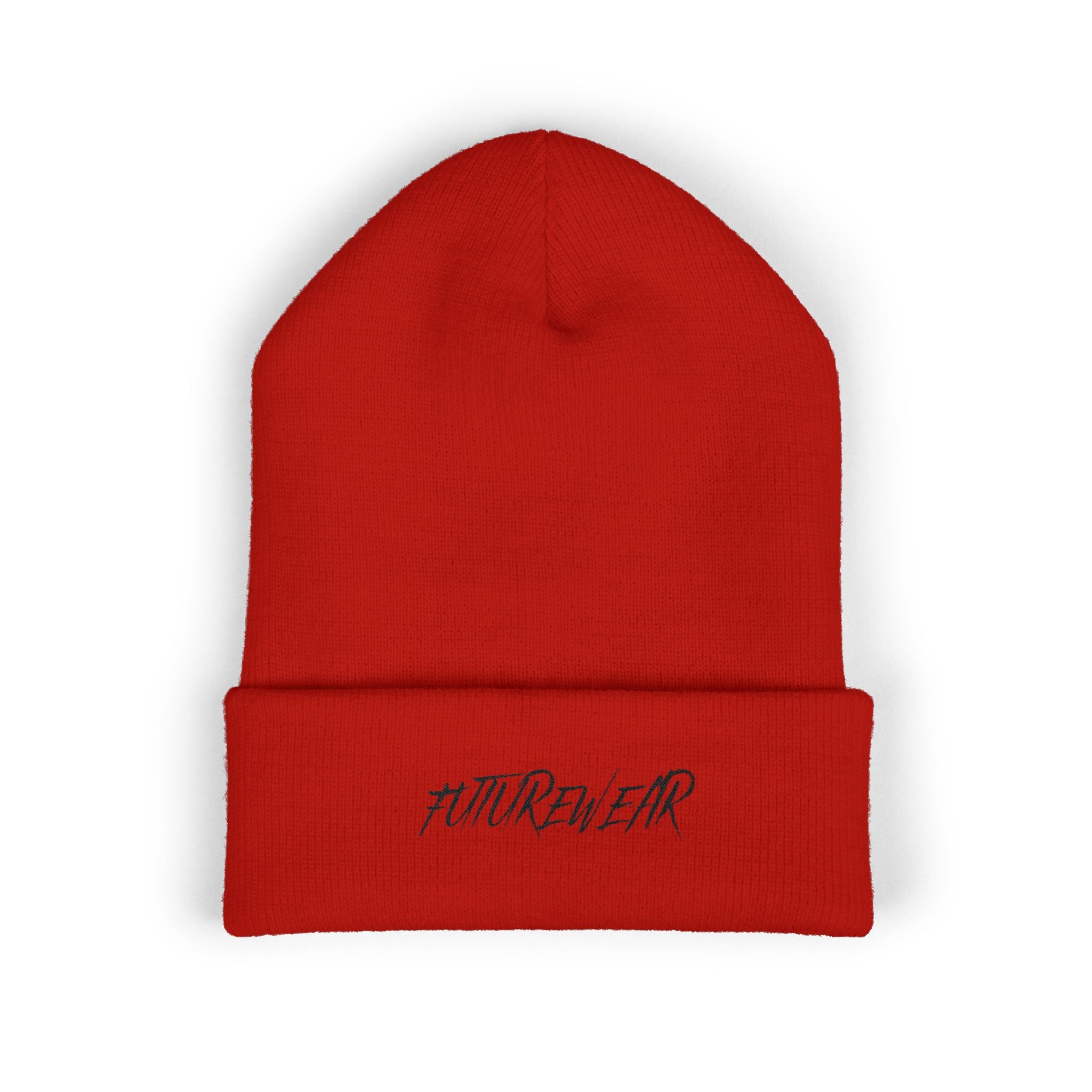 FUTUREWEAR Embroidered Cuffed Beanie — Minimal Streetwear Knit Hat
