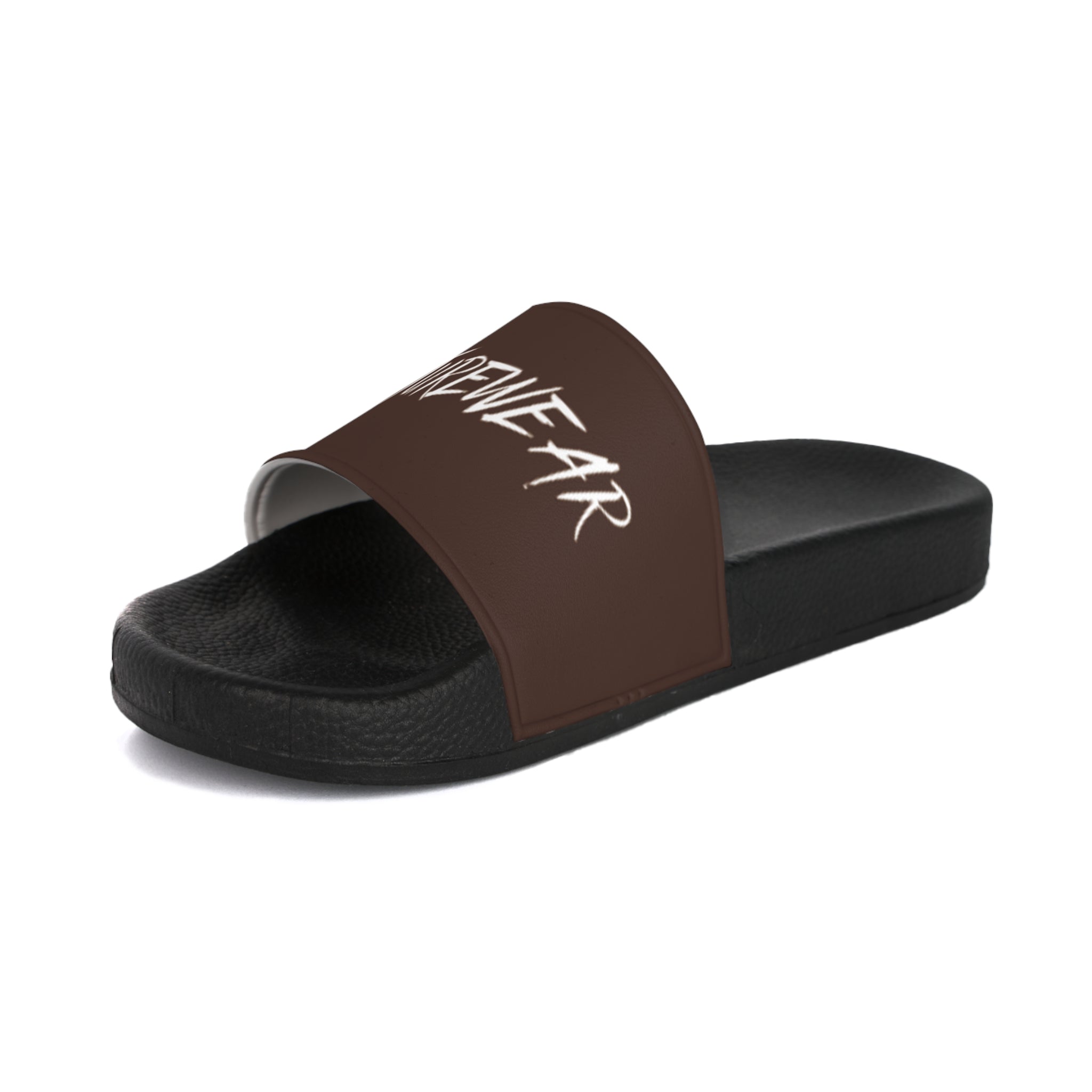 Slide Sandals — Brown "FUTUREWEAR" Graphic Slides for Men