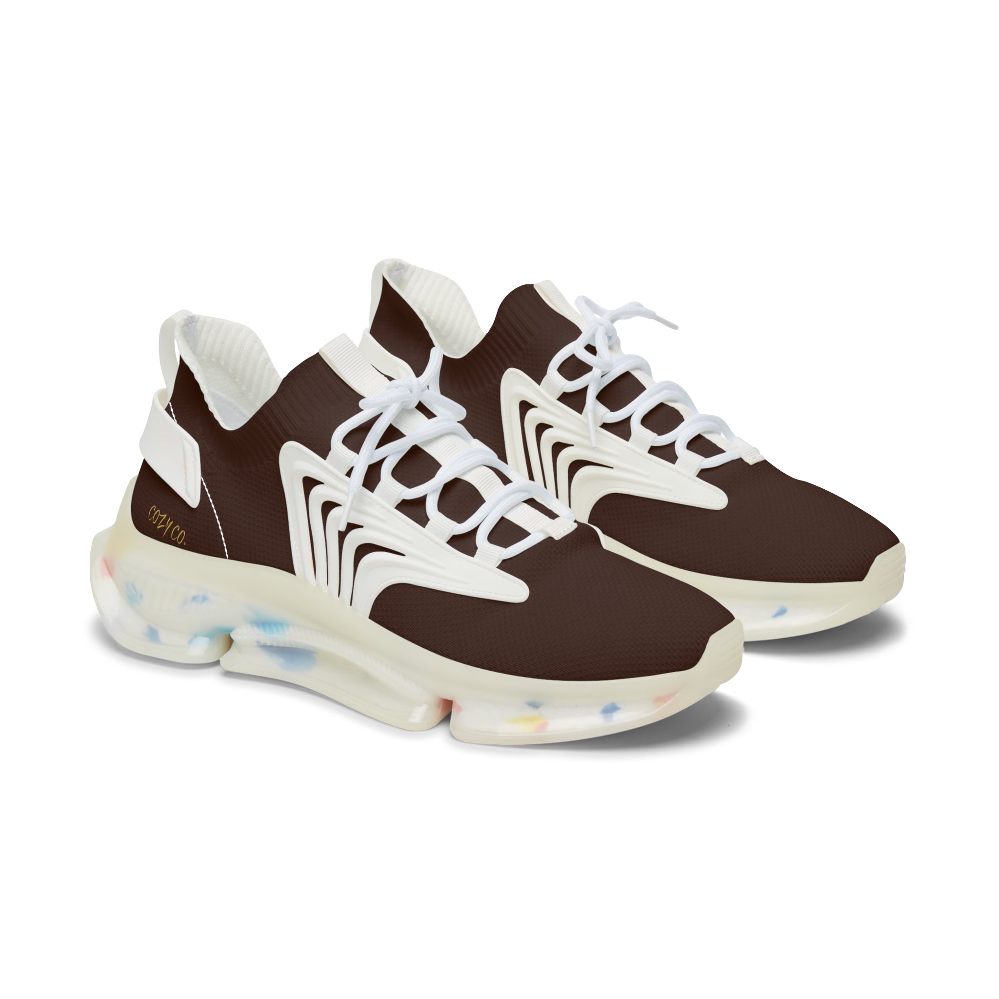 Women's Mesh Sneakers — Brown 'FUTURE NEVER' Lightweight Fashion Trainers