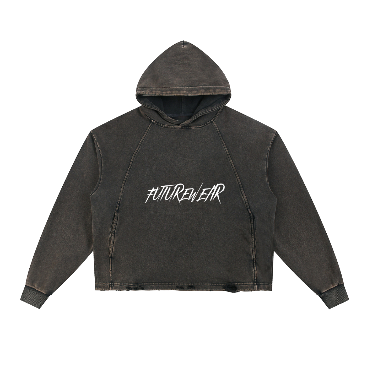 Vintage Washed Frayed-Hem Hoodie