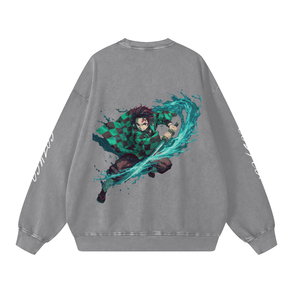 Demon Slayer Snow Washed Oversized Sweatshirt