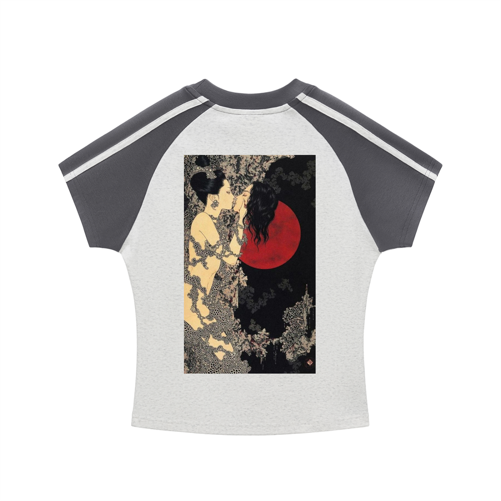 Contrast Stripes Bodycon Raglan  Sleeve T-Shirt