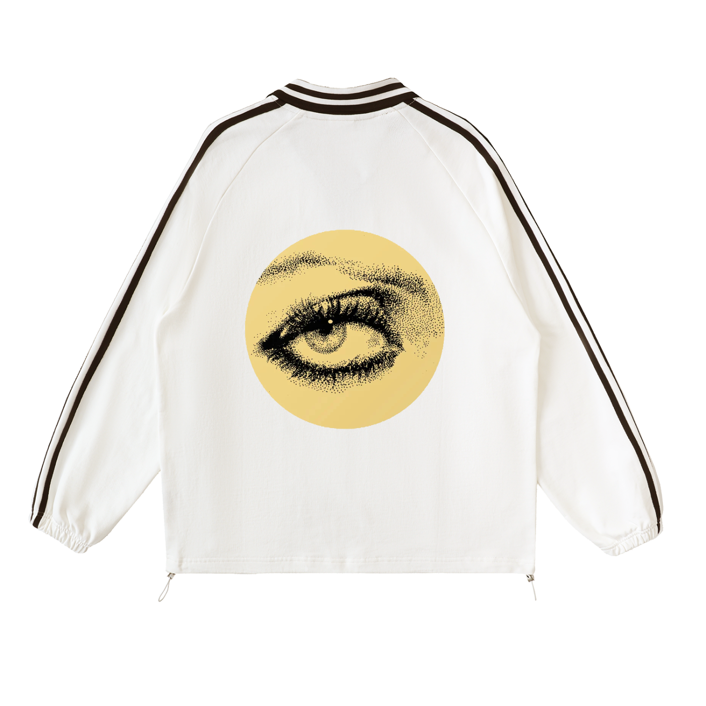 Contrast Striped Lapel Collar Sweatshirt