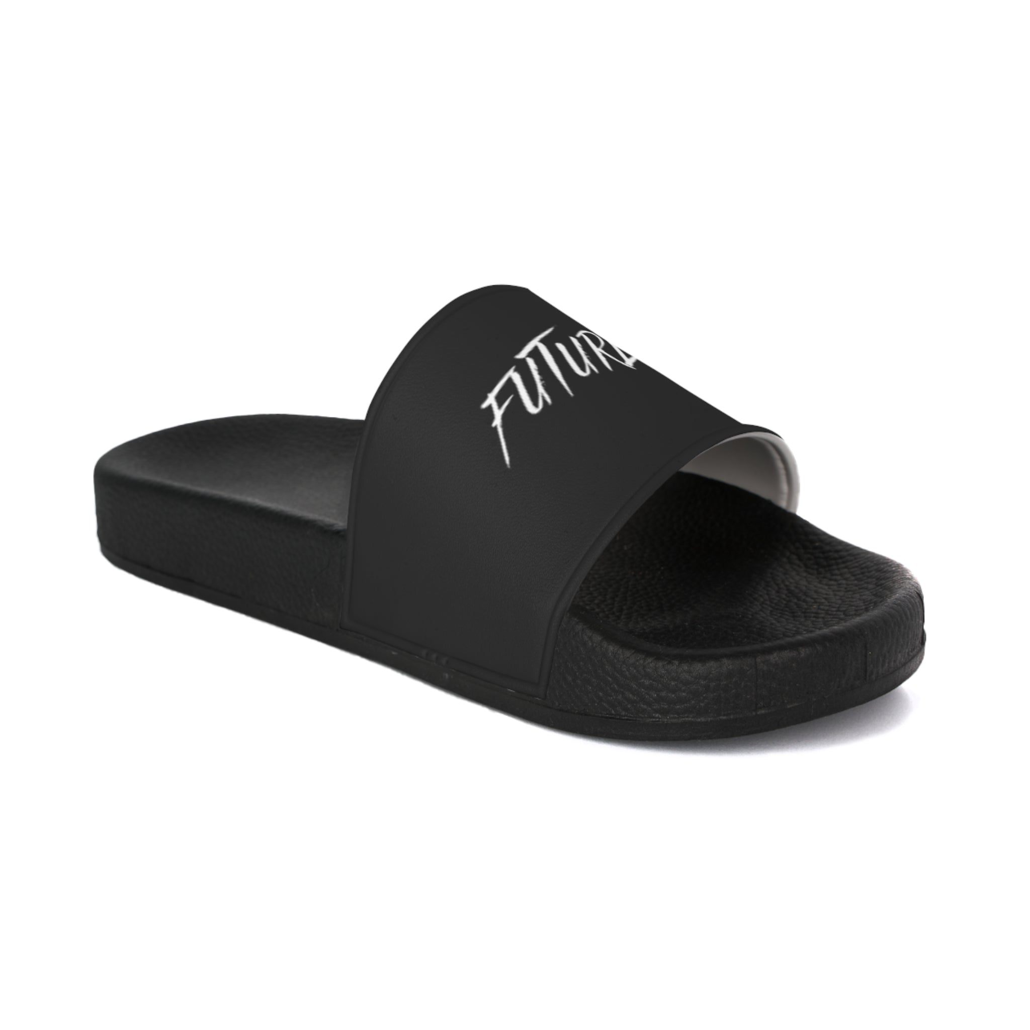 Slide Sandals - Black 'Futurewear' Script Slides for Men