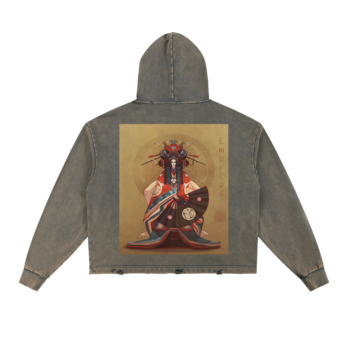 Vintage Washed Frayed-Hem Hoodie