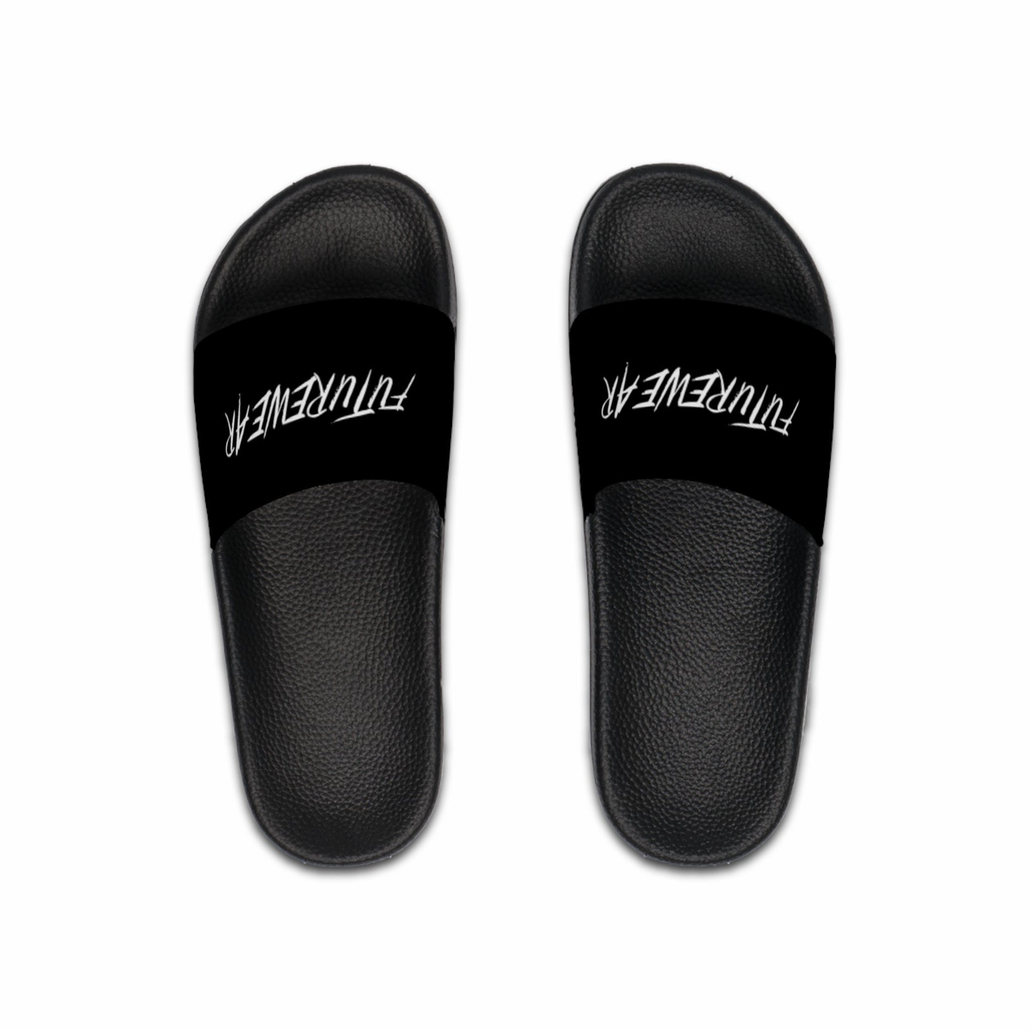 Slide Sandals - Black 'Futurewear' Script Slides for Men