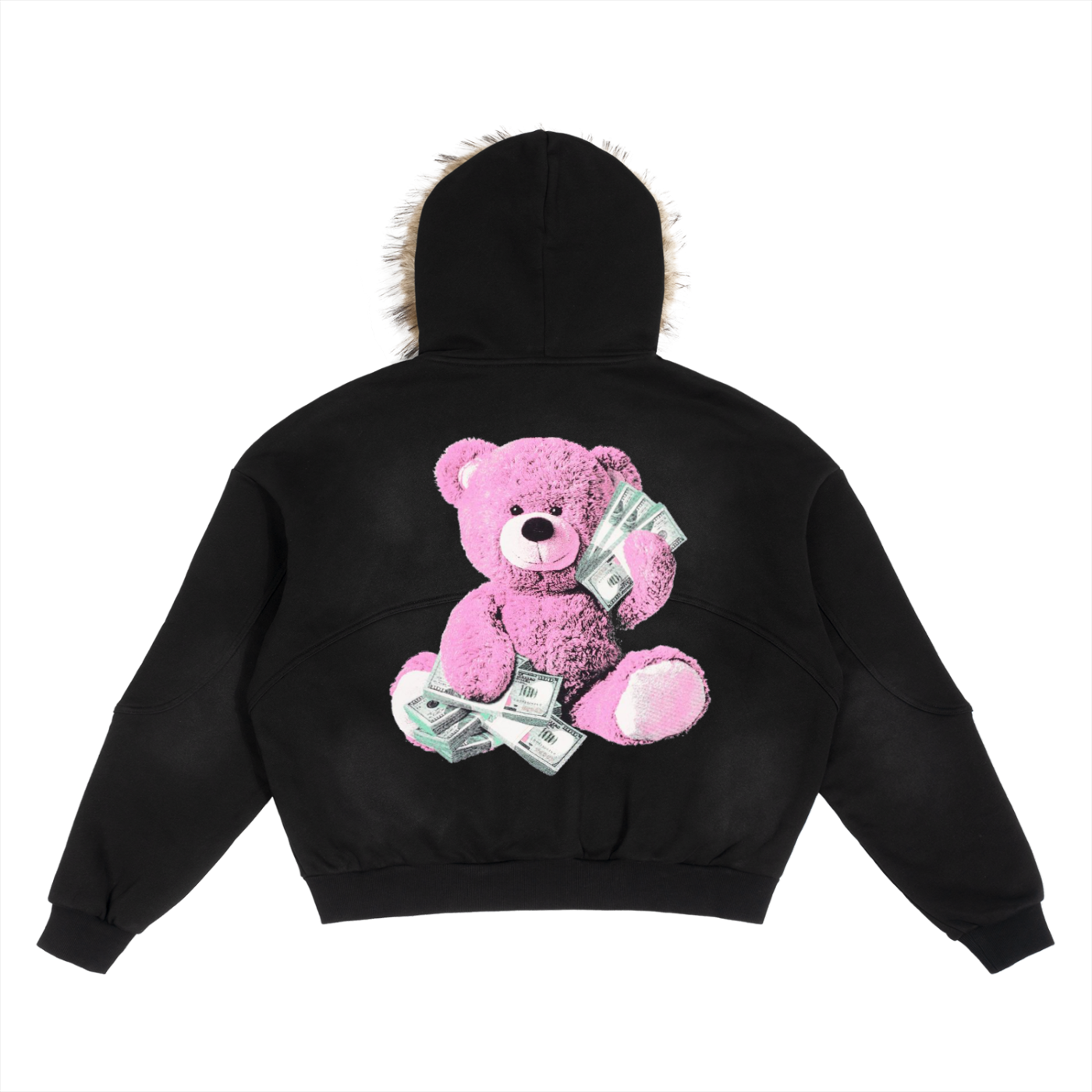 Sun Fade Boxy Detachable Fur Hoodie