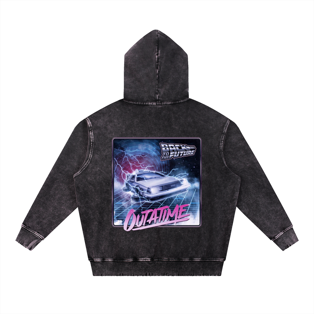 Snow Wash Hand-Frayed Heavyweight  Hoodie
