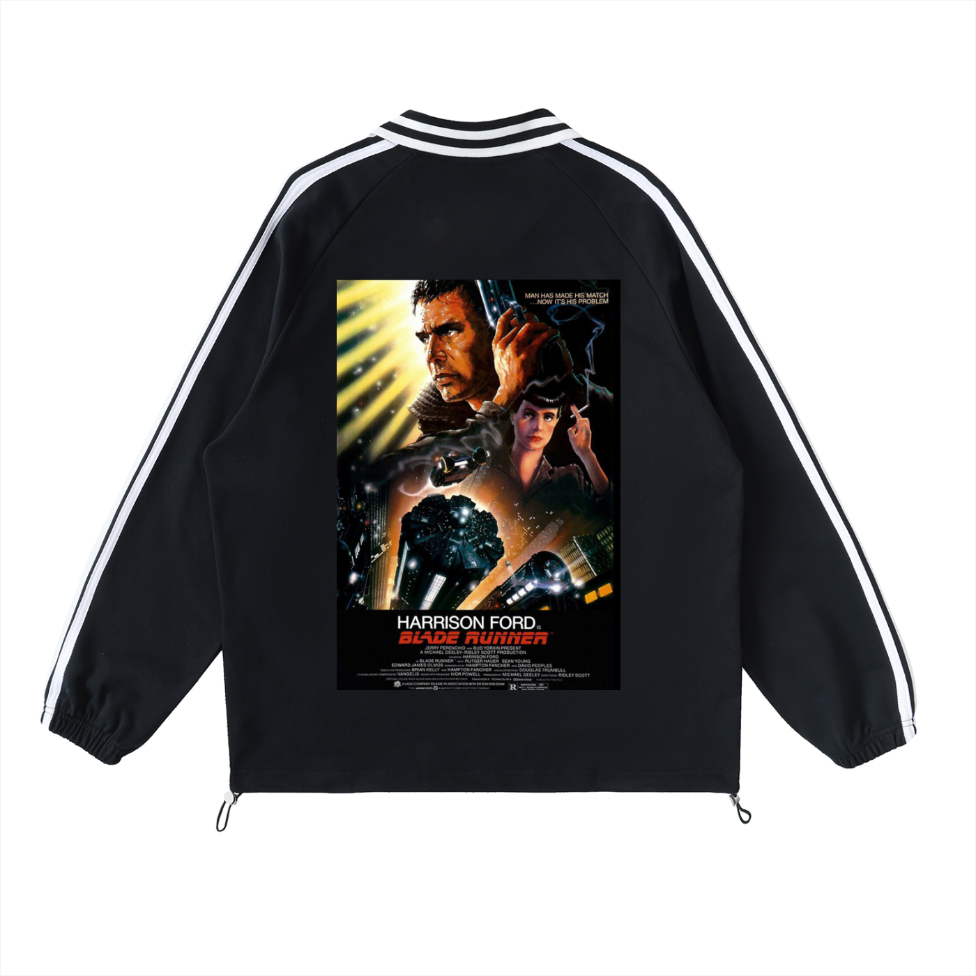 Contrast Striped Lapel Collar Sweatshirt