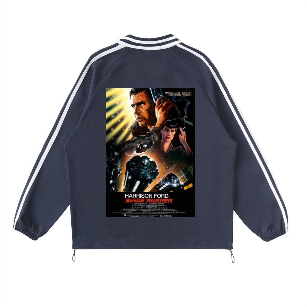 Contrast Striped Lapel Collar Sweatshirt