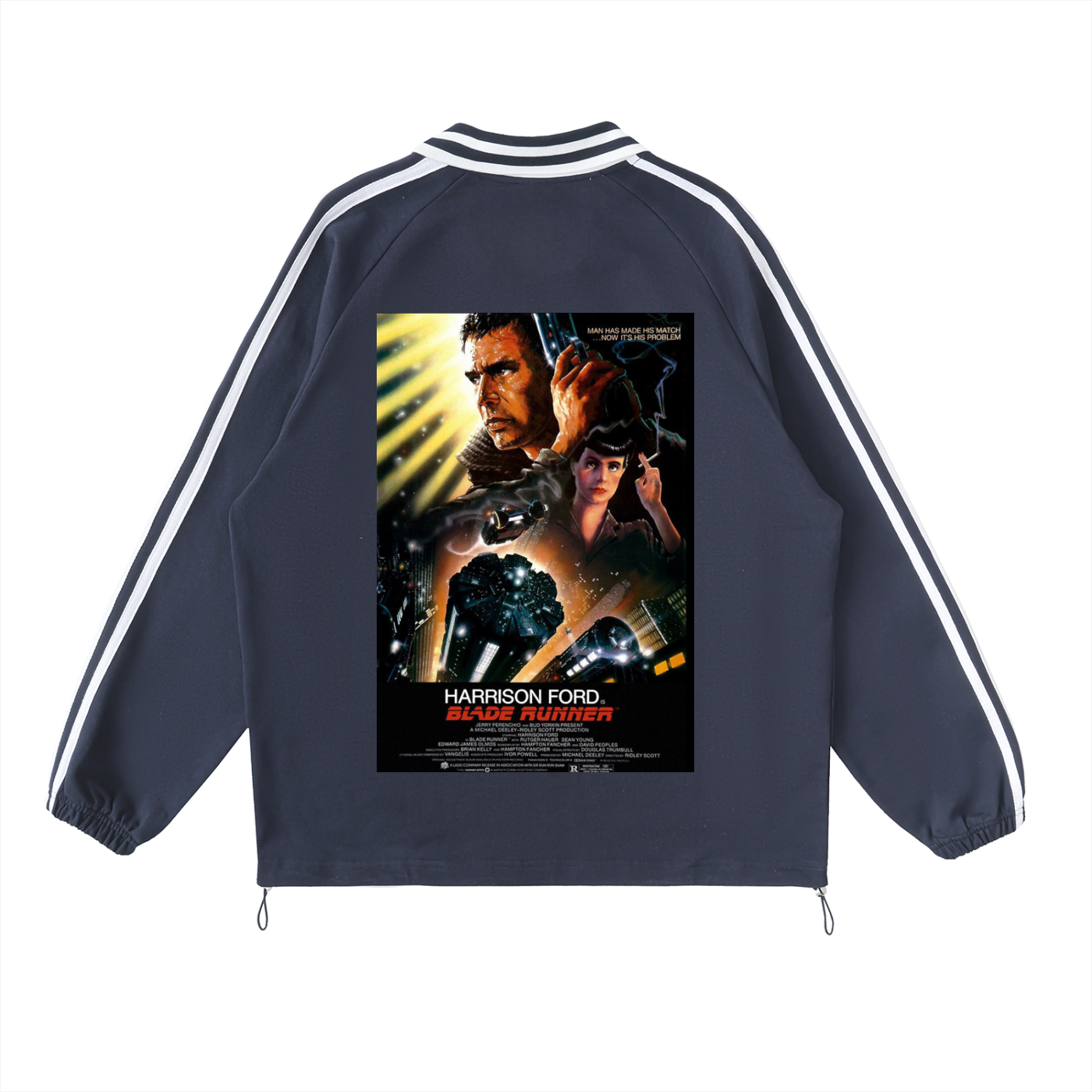 Contrast Striped Lapel Collar Sweatshirt