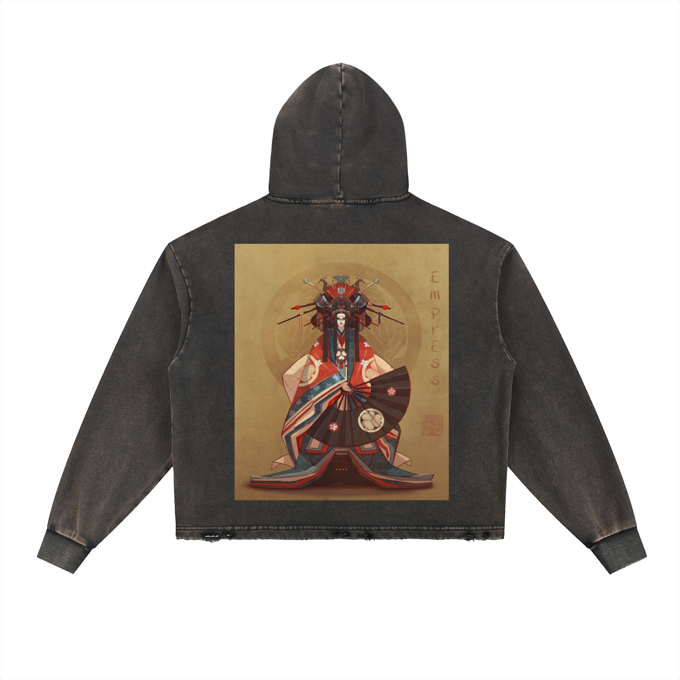 Vintage Washed Frayed-Hem Hoodie