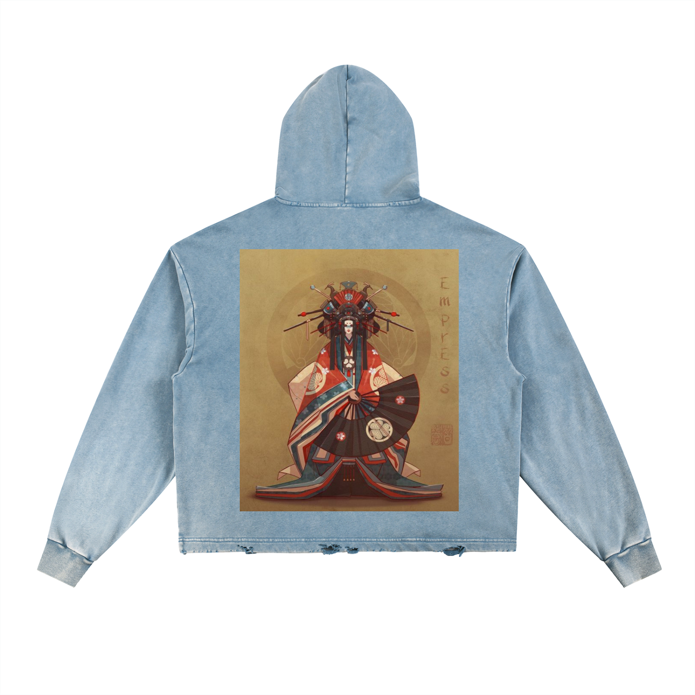 Vintage Washed Frayed-Hem Hoodie