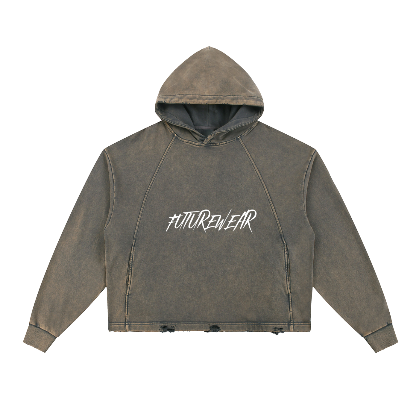 Vintage Washed Frayed-Hem Hoodie