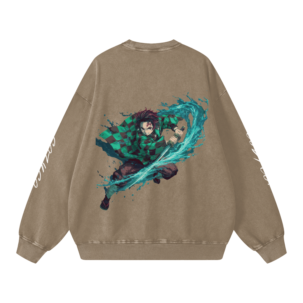 Demon Slayer Snow Washed Oversized Sweatshirt