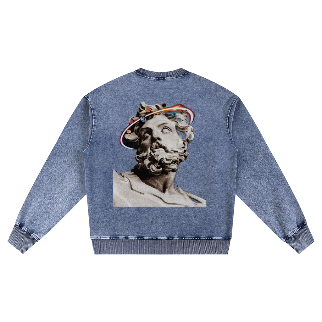 Snow Wash Oversized Crewneck Sweatshirt