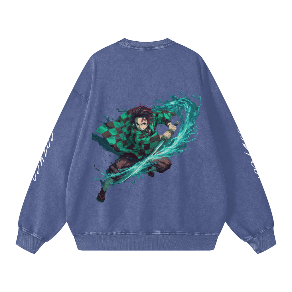 Demon Slayer Snow Washed Oversized Sweatshirt