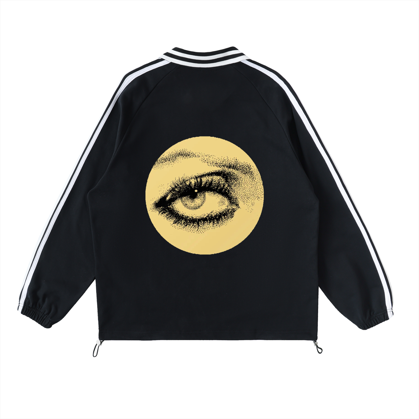 Contrast Striped Lapel Collar Sweatshirt